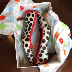 Boden animal print, kitten heels.